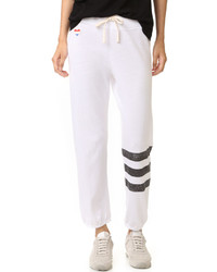 White Horizontal Striped Sweatpants
