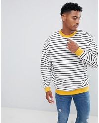 ASOS DESIGN Oversized Sweatshirt In Stripes With Contrast Ribs