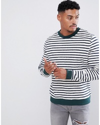 ASOS DESIGN Sweatshirt In Interest Fabric With Stripes And Contrast Ribs