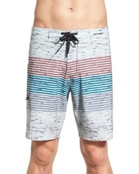 White Horizontal Striped Swim Shorts