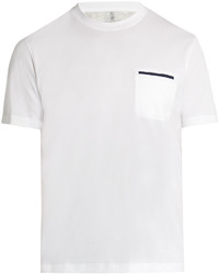 Brunello Cucinelli Contrast Stripe Cotton Jersey T Shirt