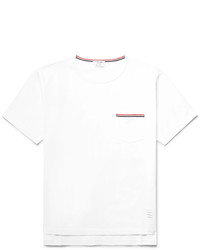 Thom Browne Slim Fit Grosgrain Trimmed Cotton Jersey T Shirt