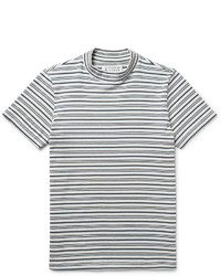 Maison Margiela Striped Cotton Mock Neck T Shirt