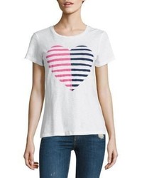 Sundry Striped Heart Cotton Graphic Tee