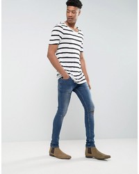 Asos Tall Viscose Jersey Longline Stripe T Shirt