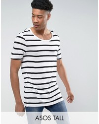 Asos Tall Viscose Jersey Longline Stripe T Shirt