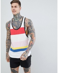 ASOS DESIGN Extreme Racer Back Vest With Bright Colour Block In White