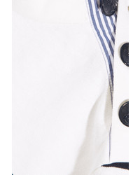 J.Crew Button Embellished Striped Cotton Top Navy