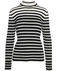MSGM Ruffle Trimmed Striped Wool Blend Sweater