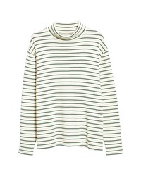 Beams Plus Stripe Rib Turtleneck Cotton Sweater