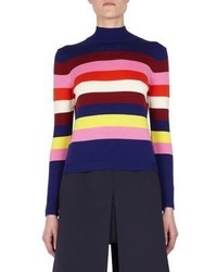 DELPOZO Striped Ribbed Sweater