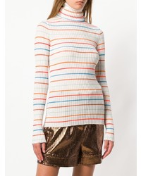Nude Striped Turtleneck Sweater