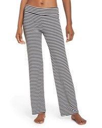 White Horizontal Striped Wide Leg Pants for Women