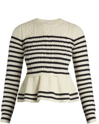 RED Redvalentino Striped Wool Peplum Sweater, | MATCHESFASHION.COM | Lookastic