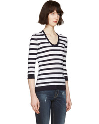 Dsquared2 White Striped Pullover