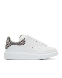 White Houndstooth Leather Low Top Sneakers