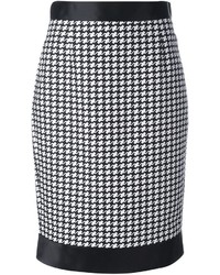 White Houndstooth Pencil Skirt