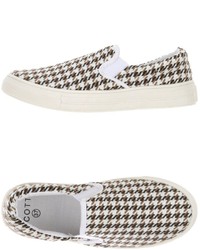 White Houndstooth Slip-on Sneakers