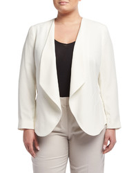 Lafayette 148 New York Becca Draped Finesse Crepe Jacket White Plus Size