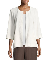 Eileen Fisher Double Weave Crinkled Jacket White Petite