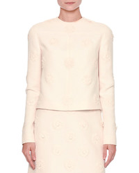 Valentino Long Sleeve Daisy Couture Jacket Ivory
