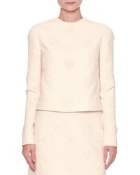 Valentino Long Sleeve Daisy Couture Jacket Ivory