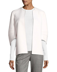 Michael Kors Michl Kors Collection Cookie Collarless Short Jacket With Articulated Sleeve White