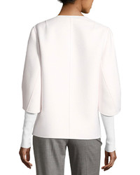 Michael Kors Michl Kors Collection Cookie Collarless Short Jacket With Articulated Sleeve White