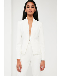 Missguided White Pleat Detail Tailored Jacket