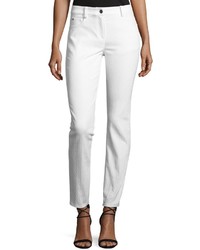 St. John Collection Bardot Jacquard Slim Fit Capri Jeans White