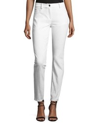 St. John Collection Bardot Jacquard Slim Fit Capri Jeans White