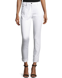St. John Collection Bardot Slim Fit Capri Jeans Bianco