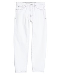 Topman Contrast Stitched Relaxed Jeans In White At Nordstrom