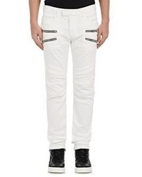 Balmain Distressed Biker Jeans White