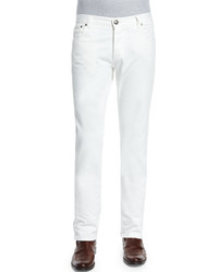 Isaia Five Pocket Straight Leg Denim Jeans White