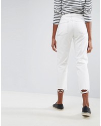 Asos Florence Authentic Straight Leg Jeans In Off White With Extreme Dishevelled Hems