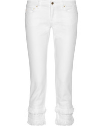 MICHAEL Michael Kors Michl Michl Kors Frayed Cropped Mid Rise Straight Leg Jeans White