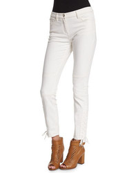 Belstaff Mid Rise Lace Up Ankle Jeans Off White
