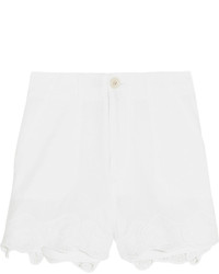 MiH Jeans Mih Jeans Amas Broderie Anglaise Trimmed Linen And Cotton Blend Shorts White