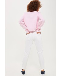 Topshop Moto Limited Edition White Gemstone Super Rip Mom Jeans