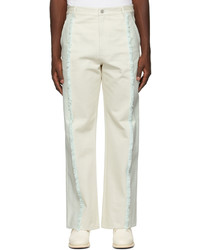 Dion Lee Off White Blue Frayed Two Tone Jeans