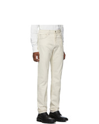 Helmut Lang Off White Embroidered Masc Hi Straight Jeans