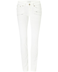Balmain Pierre Moto Skinny White Jeans