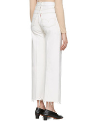 RE/DONE Re Done White High Rise Wide Leg Crop Jeans