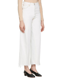 RE/DONE Re Done White High Rise Wide Leg Crop Jeans