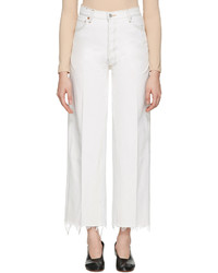 RE/DONE Re Done White High Rise Wide Leg Crop Jeans