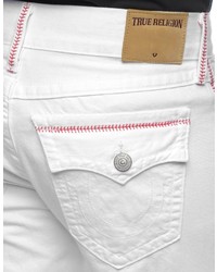 True Religion Ricky Straight Baseball Stitch White Jean
