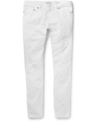 Saint Laurent Skinny Fit 15cm Hem Distressed Denim Jeans