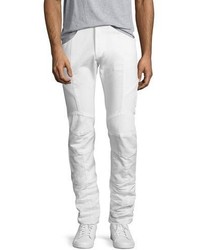Pierre Balmain Slim Straight Moto Jeans Off White