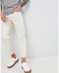 Selected Homme Slim Tapered Jeans In White Denim Denim